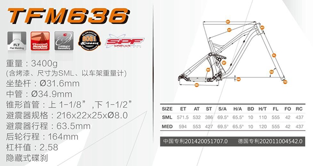 KINESIS 27.5 " Full Suspension Mountain Bike Frame Aluminium TFM636 164mm travel S/M/L ukuran Alloy Mtb Sepeda Enduro 3
