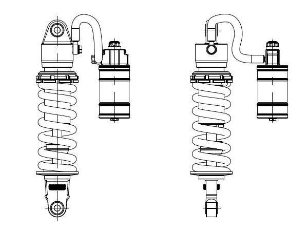 Shock snowmobile dengan remot reservoir coil spring shock absorber untuk atv/gokart ukuran kustom kompresi/rebound 1