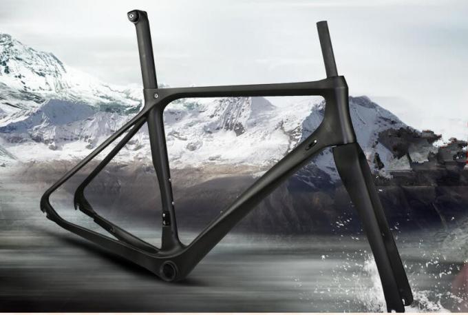 Rangka sepeda ringan 700c Full Carbon Fiber Road Frame of Road Bike Frameset 9qr/Thru-axle 1000g/52 ukuran Disc Brake 0