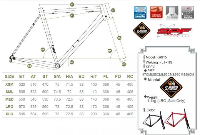 Scandium Aluminium Bike Frame Aero Road Racing Frame Ringan Semua Ukuran OEM 11