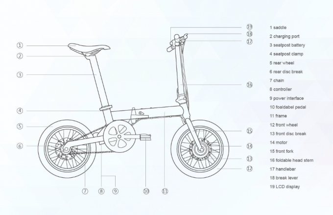 Sepeda lipat listrik CE 16" / Sepeda 200-250w Baterai Lithium tanpa sikat 0